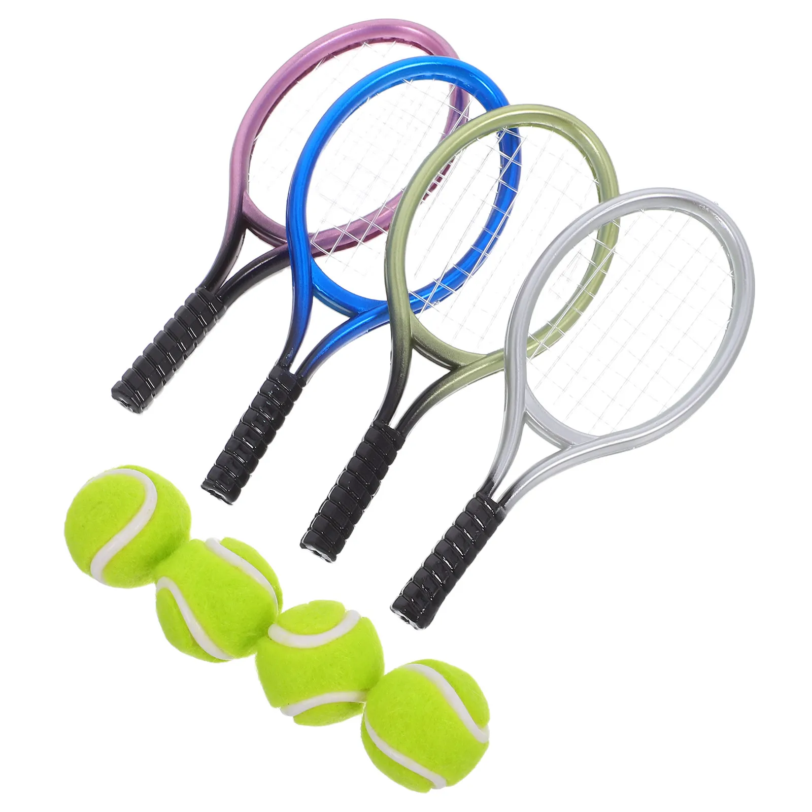 

Набор миниатюрных теннисных ракеток и мячей, миниатюрные украшения, декор для миниатюрного дома, реквизит для фотосъемки и аксессуар для рабочего стола.