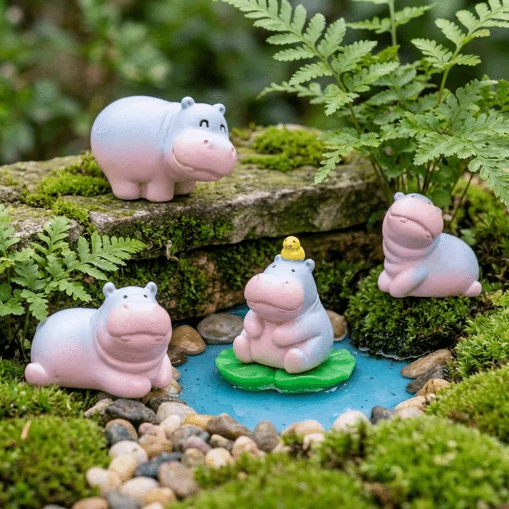 

Q-like pear-shaped design Resin Hippo Statue Miniature Figure Cartoon Style Baby hippopotamus figurine 6 options available