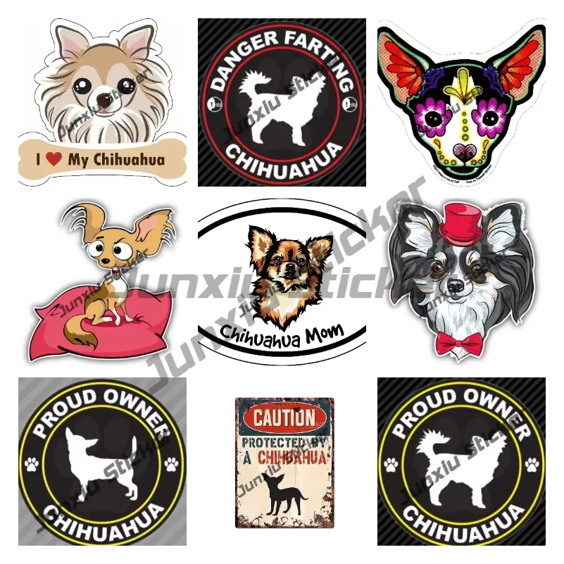 

Chihuahua Mom Vinyl Sticker Cartoon Animal Dog Decal for Laptops Tumblers Windows Cars Trucks Walls Bumpers Car Accessories