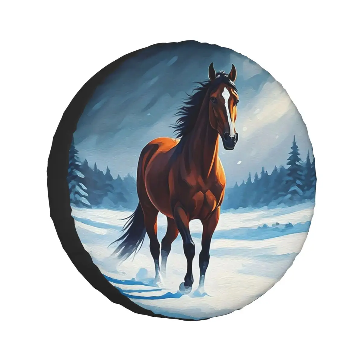 

Custom Horse In Winter Snow Spare Tire Cover for Jeep SUV RV 4WD Mitsubishi 4x4 Wheel Protector Covers 14" 15" 16" 17" Inch