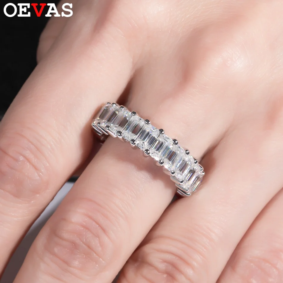 

OEVAS 3*5 мм/4*6 мм изумрудной огранки с муассанитом для женщин, стерлинговое серебро S925, роскошные обручальные кольца с бриллиантами в лаборатории, ювелирные изделия