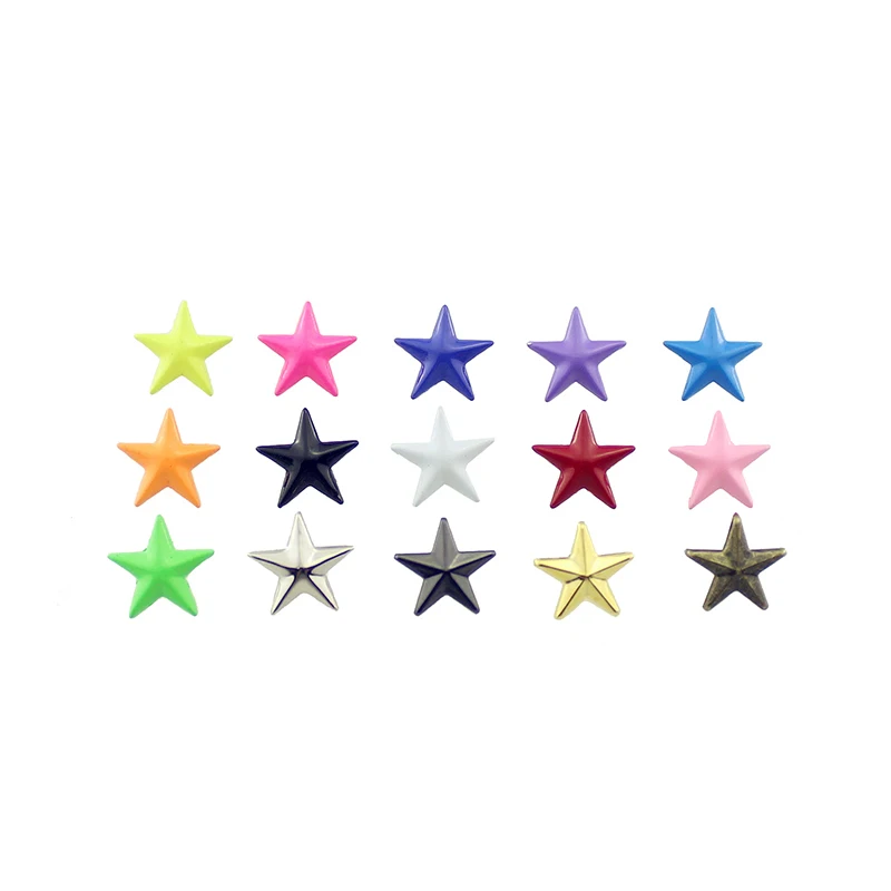 100pcs 15mm Pentagram Candy Colors Star Rivets For Leather Crafts Studs With Claws Nailhead Punk Rock Spike Accessies