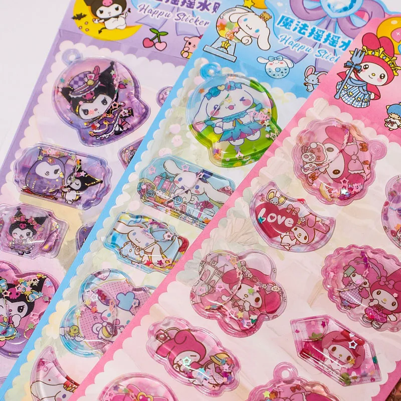 Kawaii Sanrio 3D Shake autocollant pour écolier papeterie Kuromi ma mélodie point autocollants cahier journal manuel décoration