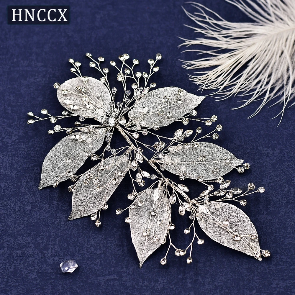 HNCCX Brides Leaves Headpiece Rhinestone Woman Headdress Bridal Side Hair Ornaments Headband Wedding Hair Accessories CP285