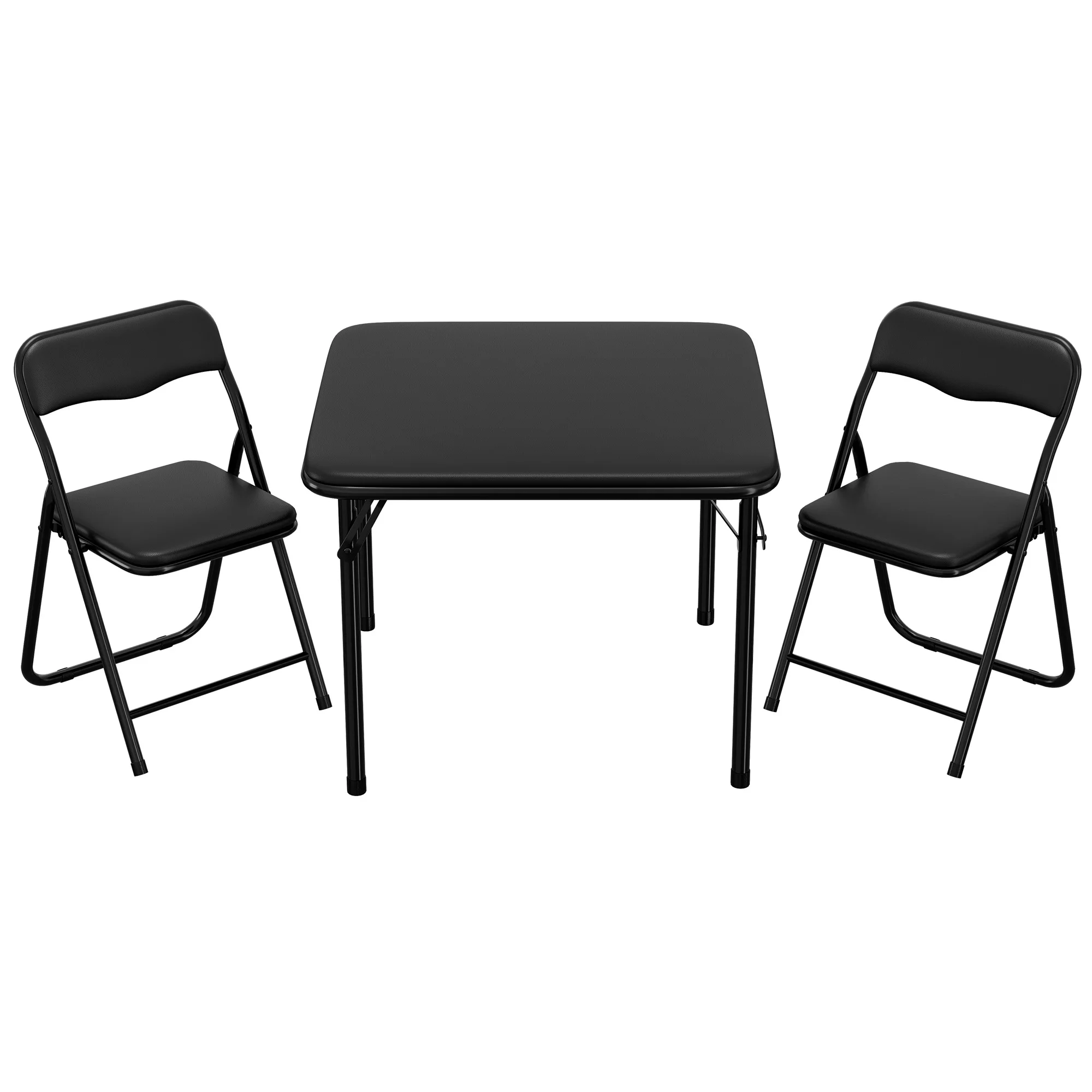 

Folding Table and Chairs Set of 3, Portable Table and Chair with PU Soft Cushion,Suitable for Eating,Reading and Playing