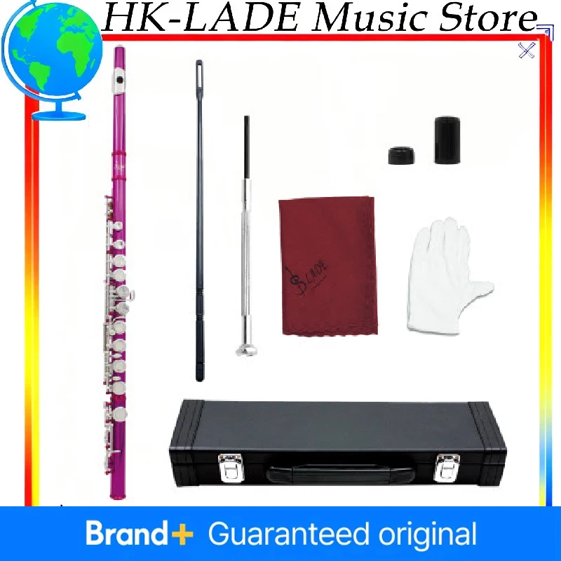 

Флейта SLADE Rose Red, 16 отверстий, ключ C, мельхиор, флейта, западный концерт, с футляром, отвертка, детали ткани для чистки