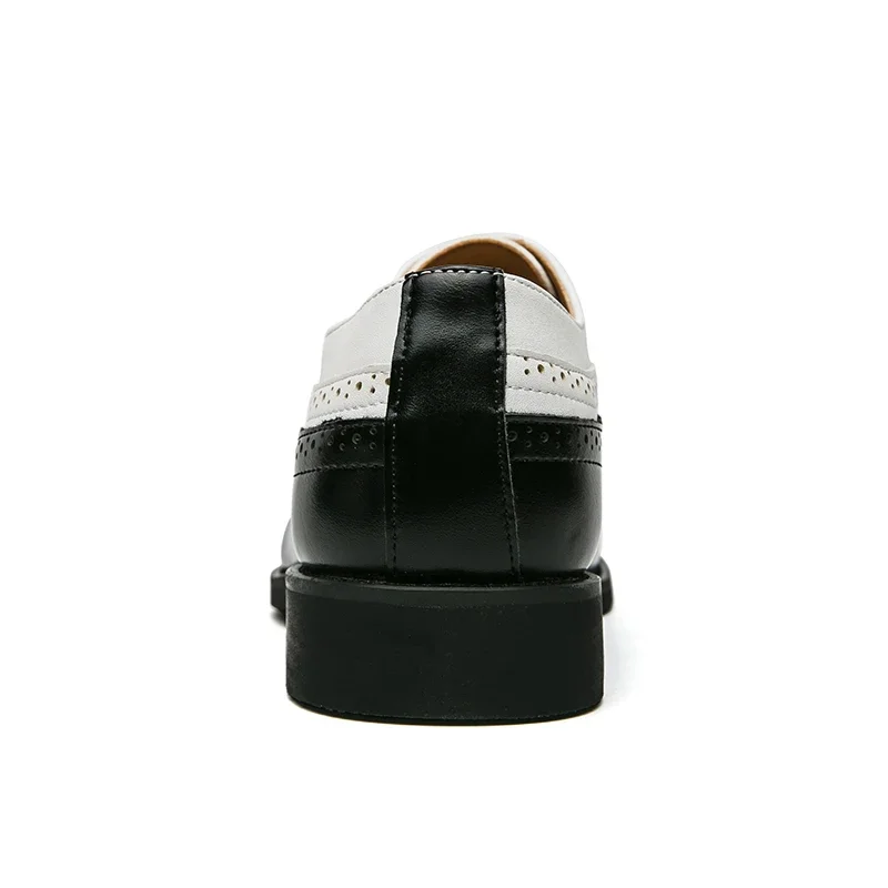 New Brogue Shoes for Men Mixed Colors Square Toe Black White Spring Autumn Handmade Men's Shoes for Business 