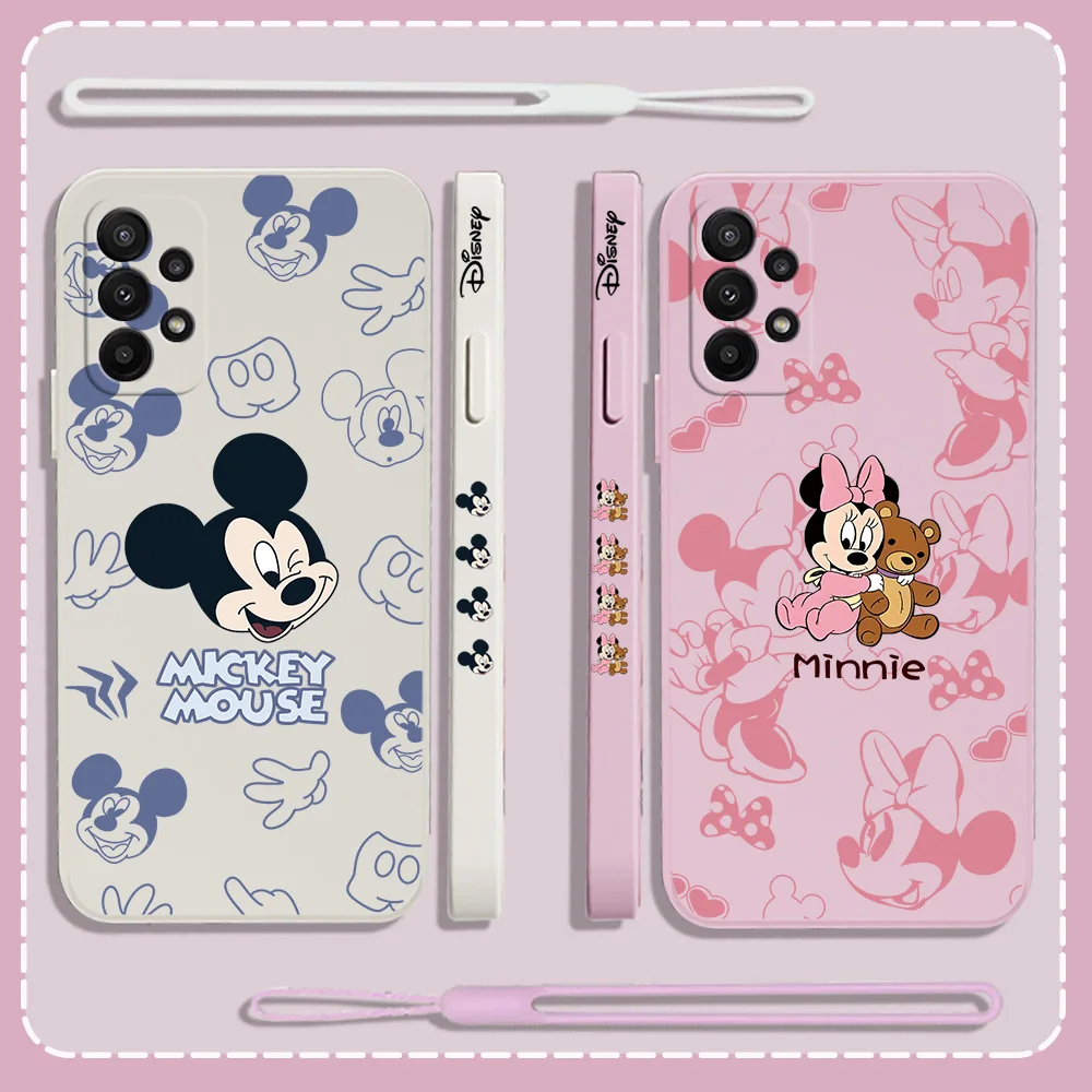 

Mickey Cartoon Minnie Case For Samsung Galaxy S24 S23 S22 S21 S20 S10 Note 20 10 Lite Ultra Plus FE 4G 5G Cover With Hand Strap