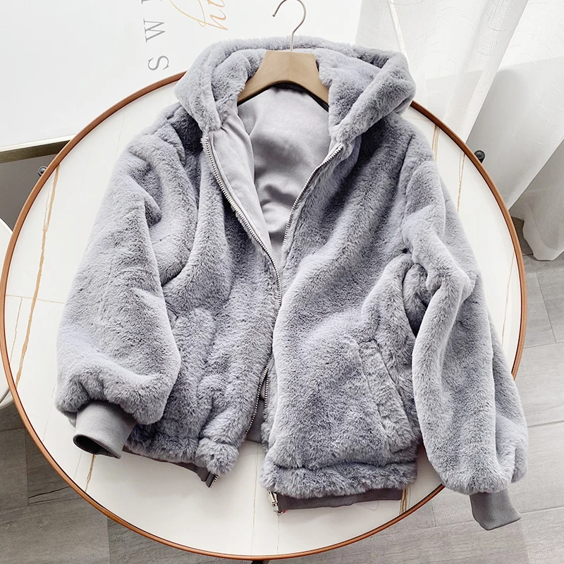 Double-Sided Wear Pilot Jacket Lamb Fur Thickened Deer Suede Coat Warm Fashionable Winter  Commute Style Loose Fit with P...
