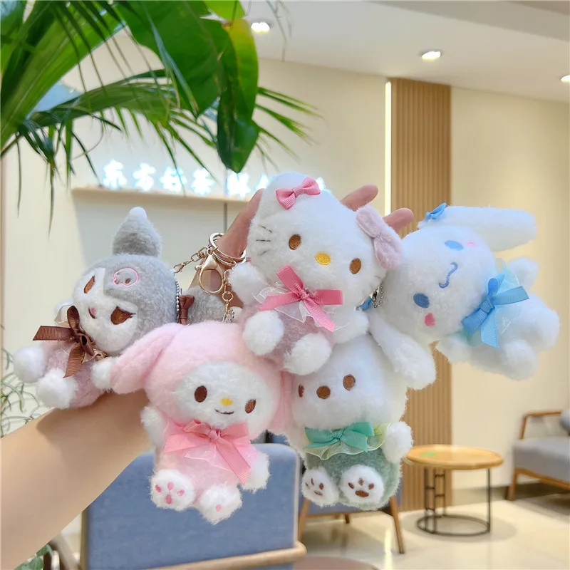 New Kuromi Melody Pendant Hello Kitty Doll Cinnamoroll Doll Sanrio Plush Keychain Gift for Good Friends