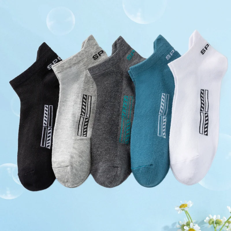 10 Pairs High Quality Summer Sports Ankle Socks Breathable Mesh Casual Athletic Thin Cut Short Socks Plus Size 39-48 Men Socks