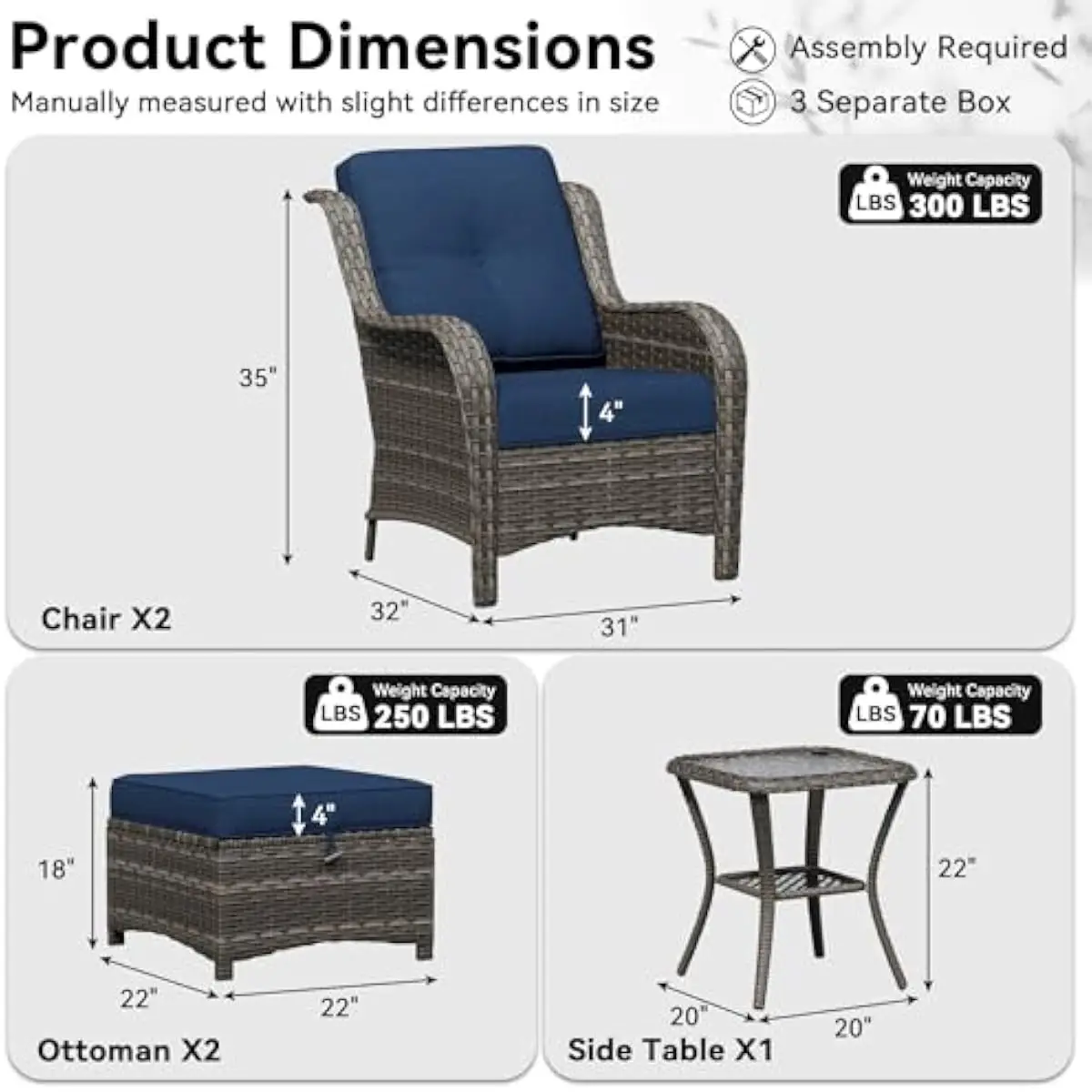 5-piece modern outdoor wicker set with high-back ergonomic chairs deep seating ottoman handwoven PE rattan all-weather resistant