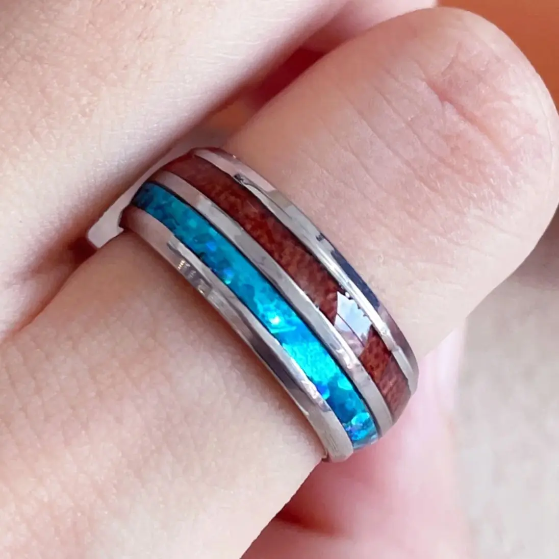 Stainless Steel Rings Fashions Sea Shell and Wood Color Punk Wedding Ring For Women Jewelry Fine Beach Party Creative Gifts
