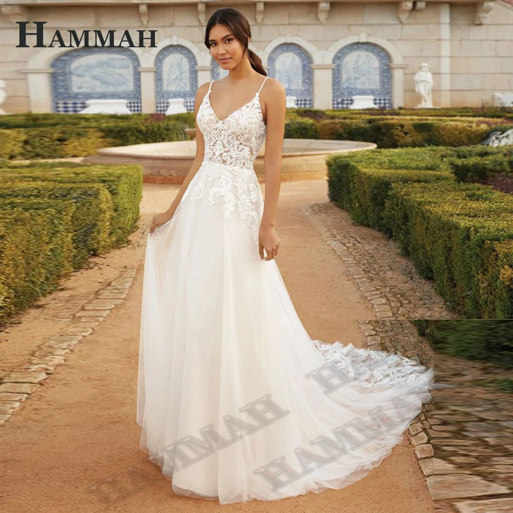2024 Modest Brush Train Wedding Dresses Brides Gown Tiered Appliques Backless Sposa Vestidos Bridal Party Suit Robe De Mariée