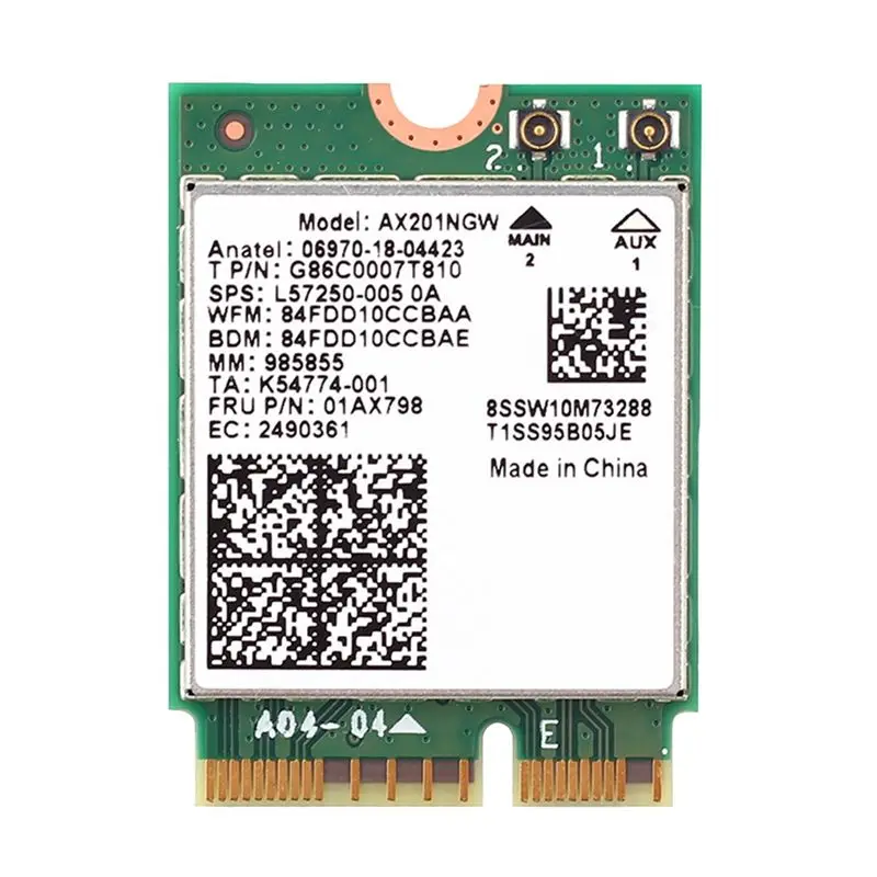 

New!AX201 Network Card Bluetooth 5.0 Dual Band 2.4G/5G Wireless NGFF Button Wifi Network Card AX201NGW 2.4Ghz / 5Ghz 802.11Ac/ A