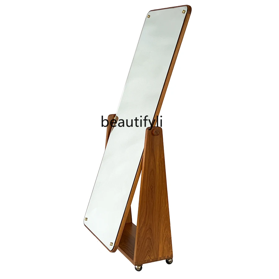 Rotary Full-Length Mirror Nordic Myanmar Solid Wood Double-Sided Integrated Floor Mirror Dressing Mirror