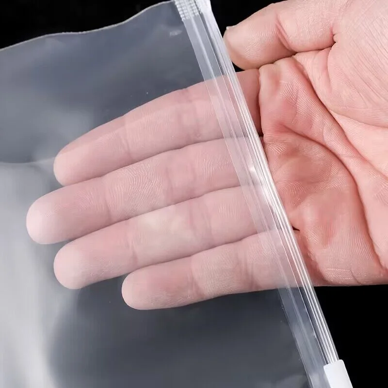 StoBag 10pcs PE Transparent Clear Clothes Zipper Package Bags Shirt Towel Storage Plastic Clear Pouches Travel Organizer Logo