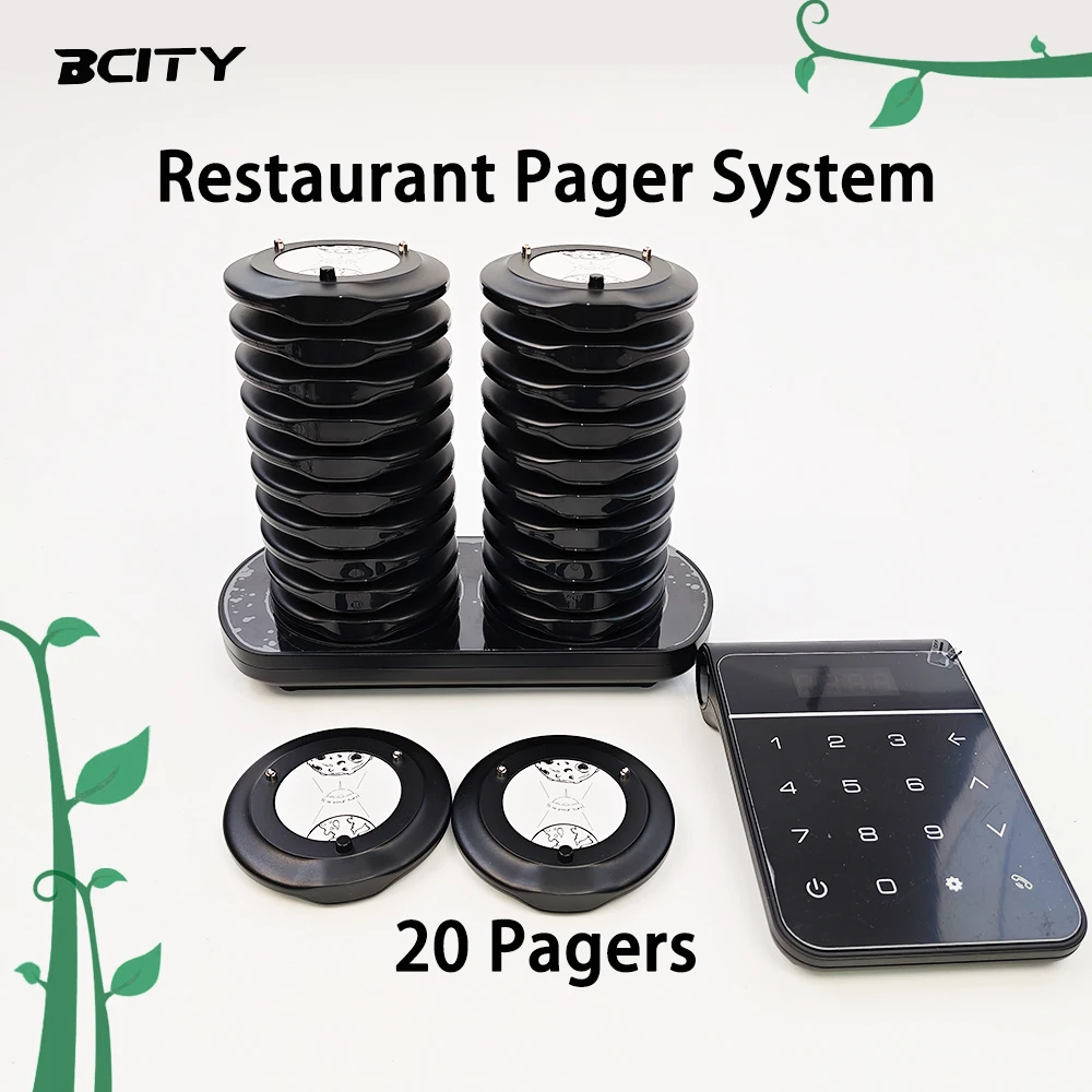 Dual Charging Base Wireless Food Pager with 20 Buzzers, Efficient Charging Management for Restaurants