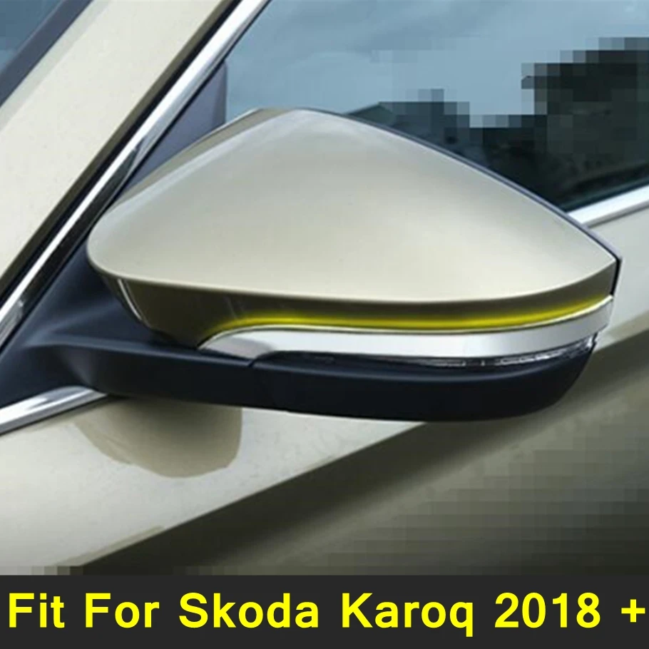 

Auto Styling Chrome Rearview Mirror Cover Side Molding Anti-Scratch Strip Trim Kit 2 Pcs For Skoda Karoq 2018 2019 Accessories