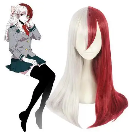 

Cosplay Anime Girl My Hero Academia Todoroki Shoto Long Wigs Unisex Costumes Props Hair Boku No Hero Academia Dress Up Party