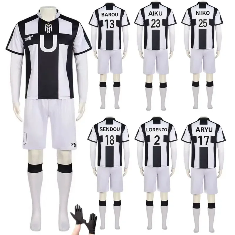 أزرق قفل مانجا تأثيري زي مع شعر مستعار ، نيكو بارو ، أيكو ، سنوفي ، لورنزو أريو ، روز نت ، زي كرة قدم ، هالوين ،