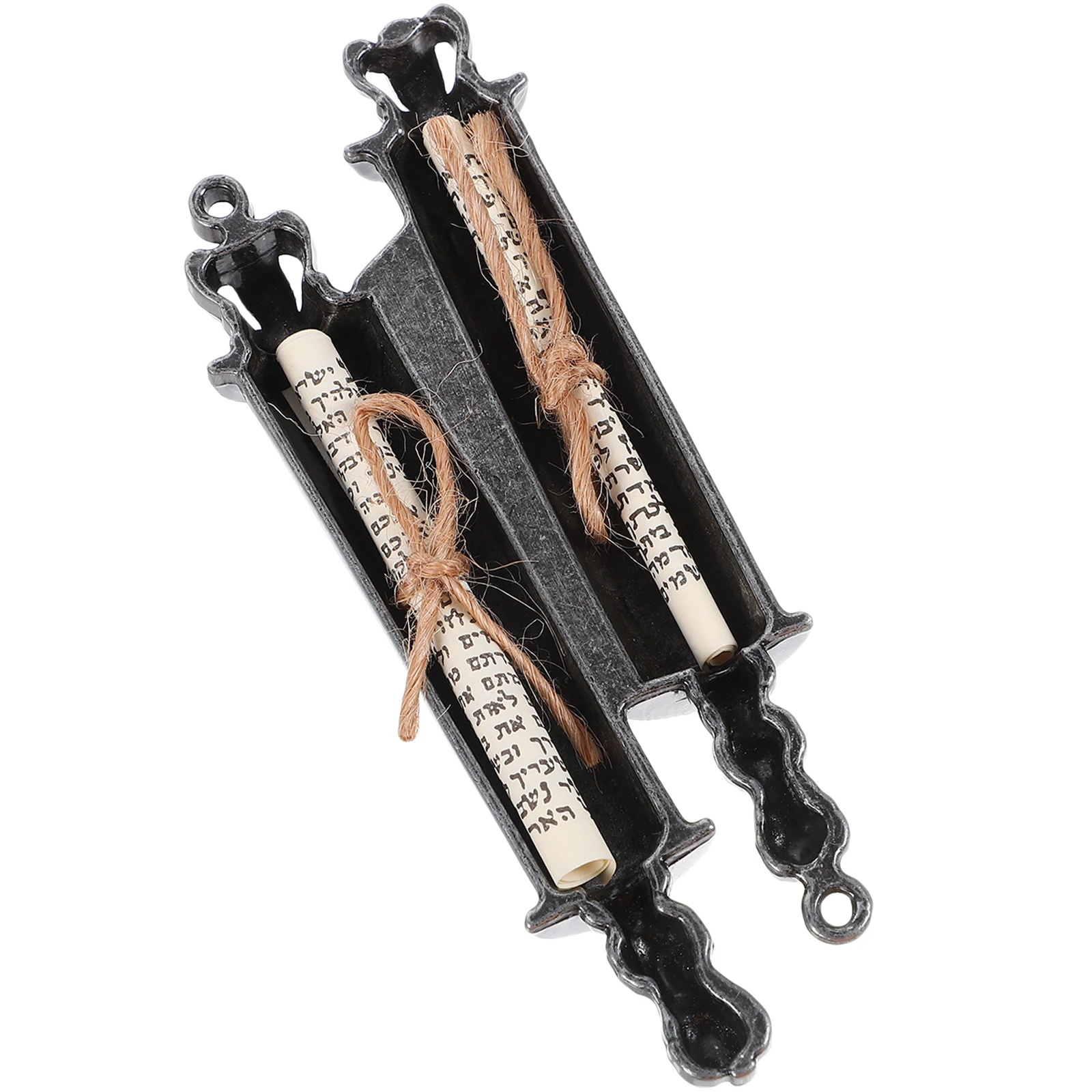 

Metal Mezuzah Simple Color 2 Hole Design Retro Appearance Jewish Home Decor Door Mezuzah Scroll Set Sanctifies Protects House