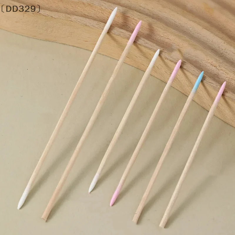 〔DD329〕100 Pcs Micro Wood Swab Eyelash Extension Tools Tatoo Microblading Cleaning Wooden Sticks Cosmetic Cotton Brush Buds Tip