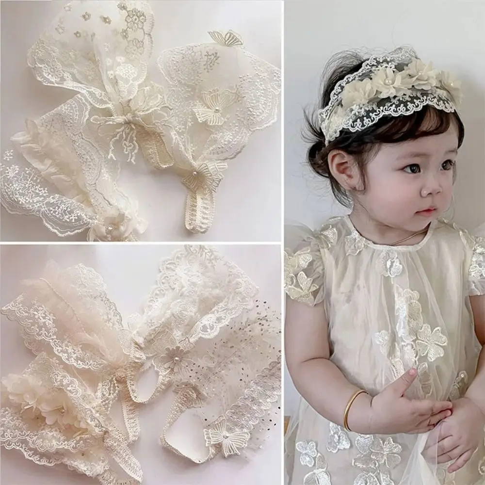 White Lace Headband Baby Headwear Soft Newborn Hair Band Flower Sweet Hairband Outdoor Party