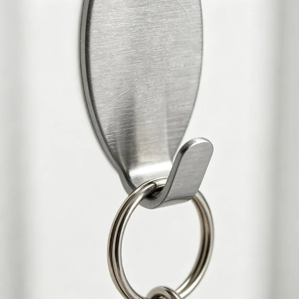 6Pcs Oval Stainless Steel Self‑Adhesive Wall Hooks Damage‑Free Hanger For Kitchen Bathroom Household Towel Key Sundries Hanging