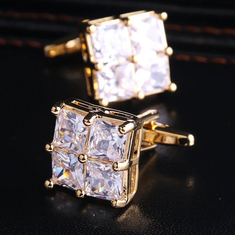 High-end French Shirts Cufflinks Men\'s Luxury Rhinestone Zircon Cuff Links Wedding Business Banquet Anniversary Gifts Jewelry