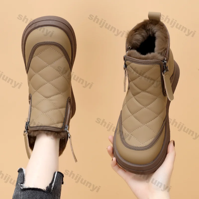 Winter Thickened Non-Slip Warm Snow Boots for Women Thicken Soft Soles Plush Cotton Padded Shoes Woman New Fluffy Platform Boots