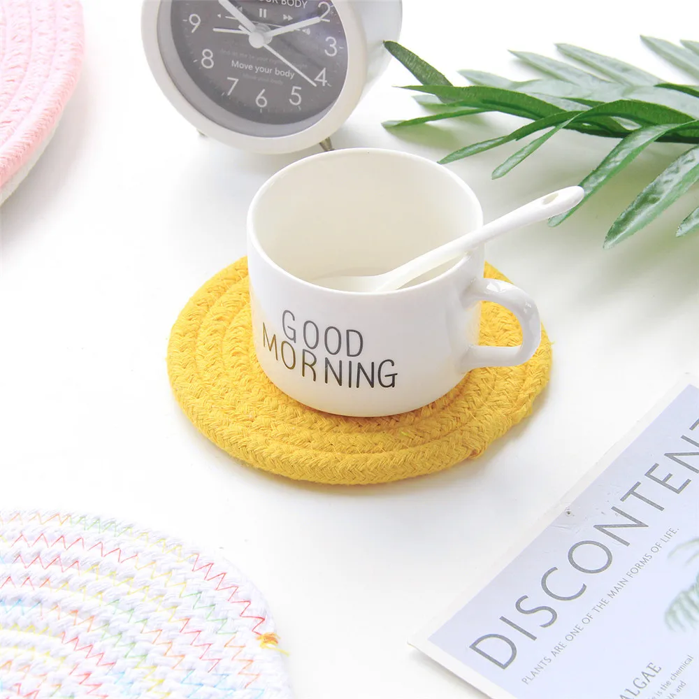 Cup Coaster Mat Cotton Material Bowl Placemat Home Decor High Quality Round Coaster For Tea Party Essential Kitchen Accessory