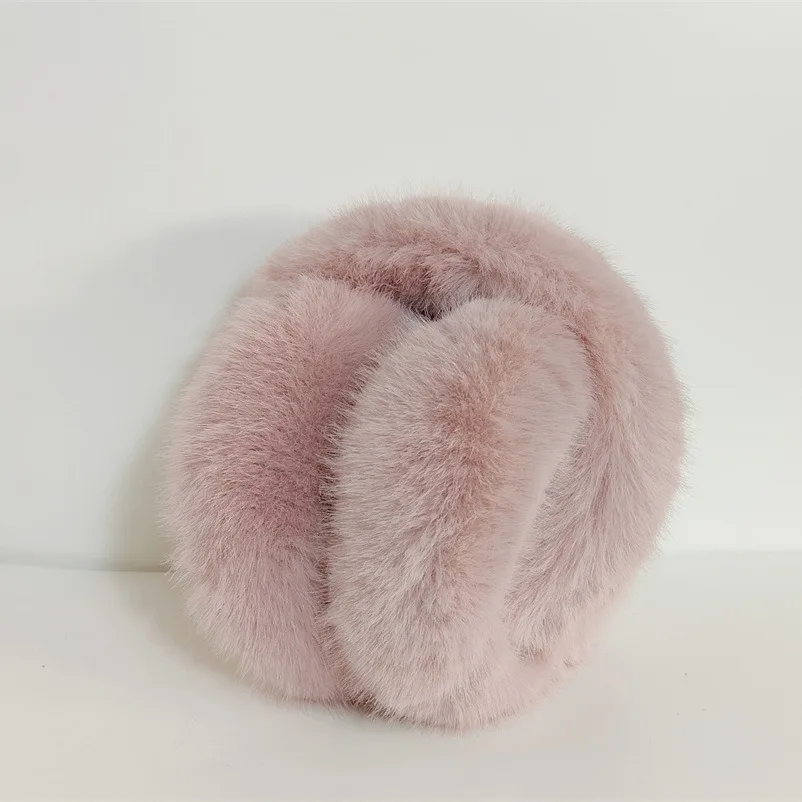 Orejeras bonitas de felpa para invierno, calentadores de orejas de felpa, orejeras de piel sintética de visón para clima nevado para estudiantes de invierno y pesca