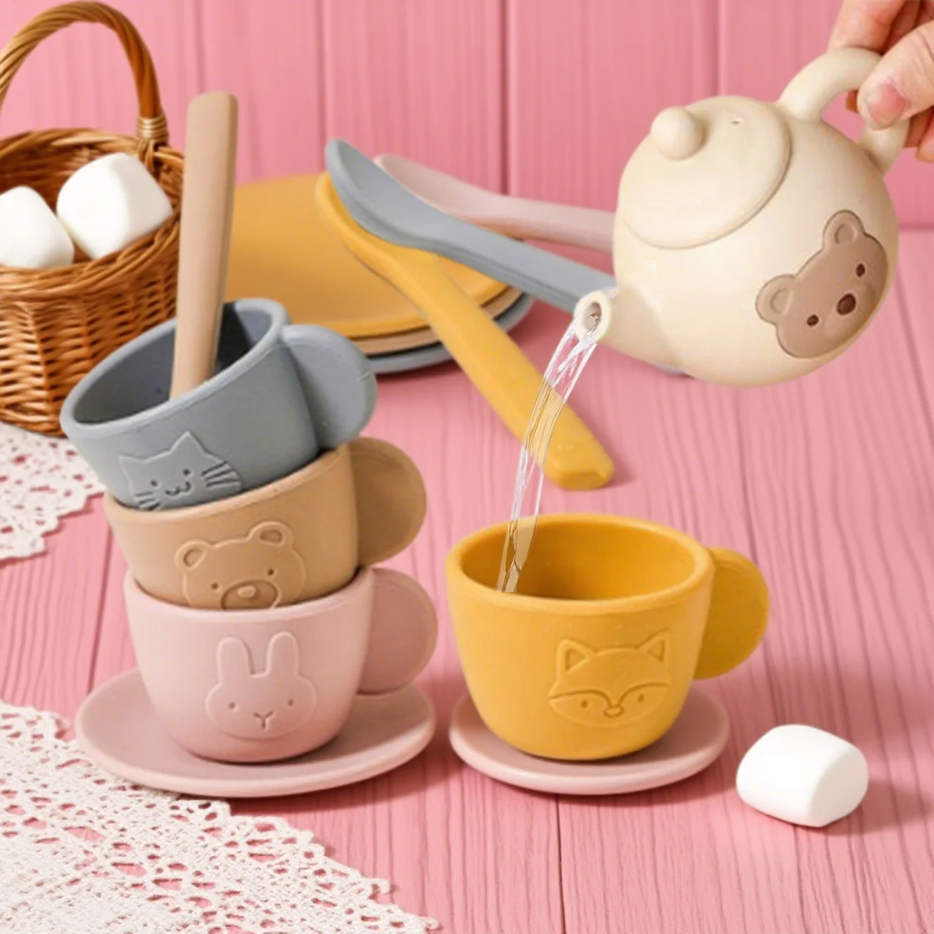 Crianças conjunto de chá jogar casa brinquedos fingir fazer chá jogar com bule chá lanche da tarde role play brinquedos meninos meninas presente do feriado