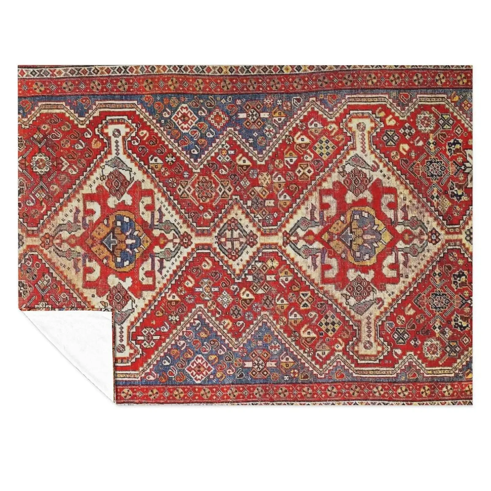 

Red & Blue Persian Qashqai Rug Print Throw Blanket Decorative Sofas Blankets For Bed Hair Bed linens Blankets