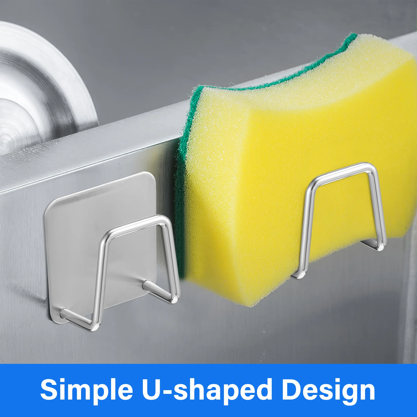 

6 pcs Stainless Steel Rack Wall Mount Sink Storage Organizer Draining Stand For Kitchen Sponge Holders Metal Sponge Bracket
