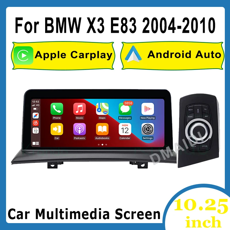 Car Multimedia 10.25 Inch Wireless CarPlay Android Auto For BMW X3 E83 2004 - 2010 Head Unit Rear Camera