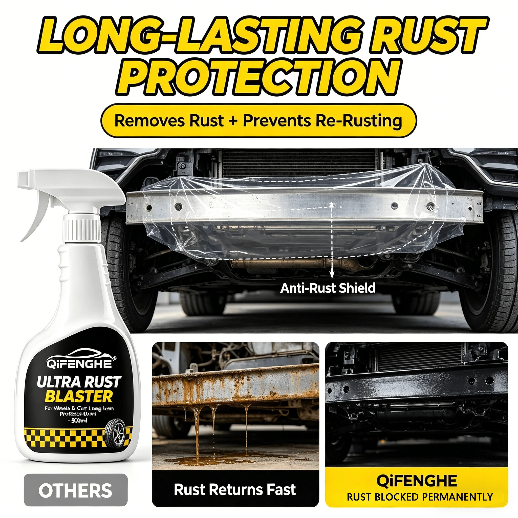 500ml BEST SELLER Rust Remover Spray, Fast Acting Multi-Surface Rust Cleaner, No Damage No Residue for Car Wheels Metal Tile Hom