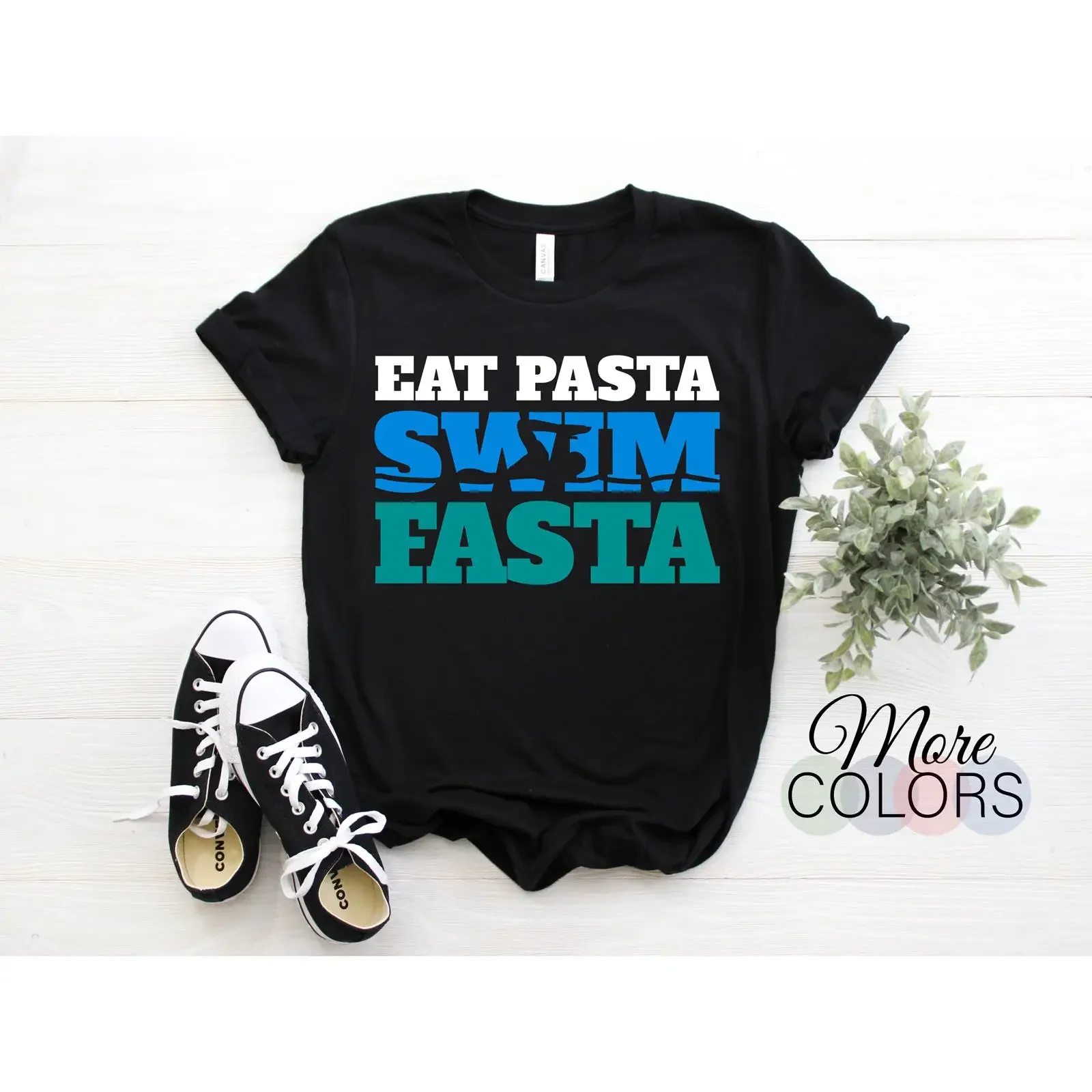 Eat Pasta Swim Fasta Funny Swimmer T Shirt Swimming Instructor Fans Athlete Training Birthday Christmas vintage Washed