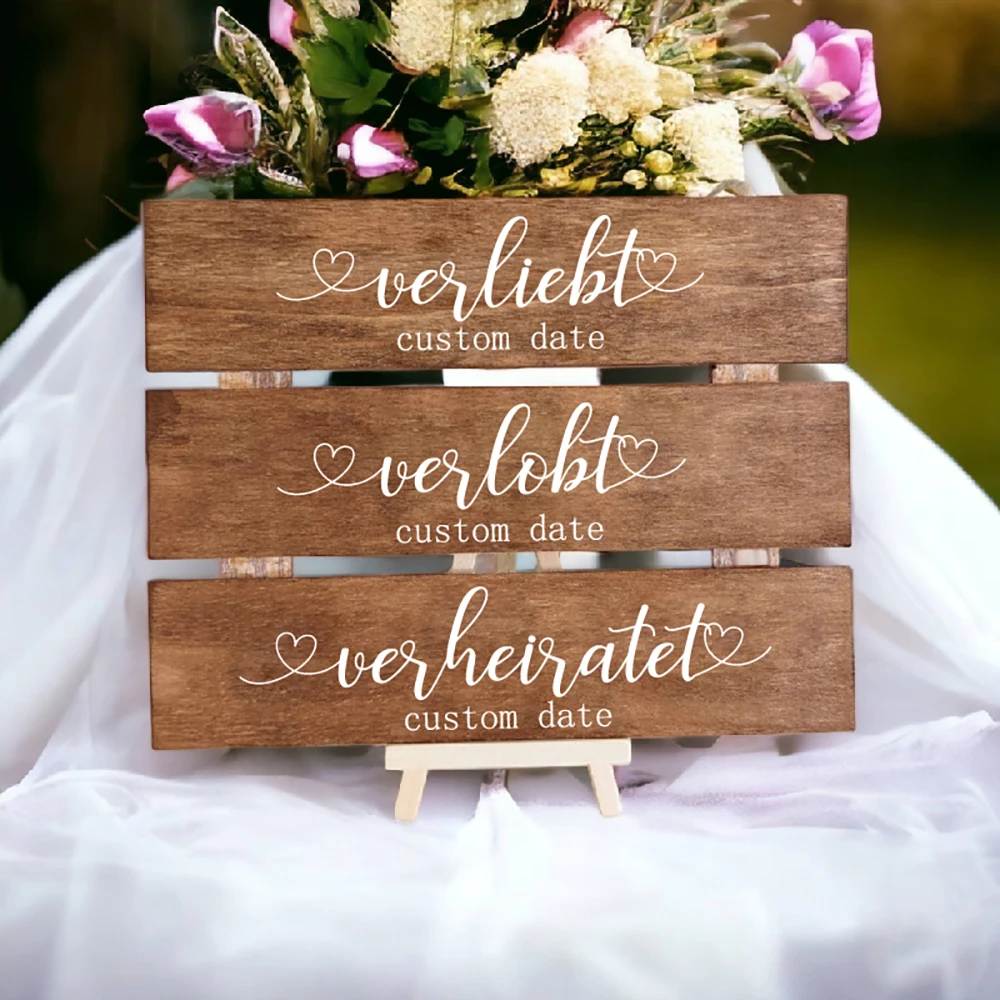 Wedding Decoration Wooden Sign Personalized With Date Art Stickers Naschbar Custom Date Vinyl Decals Party Decor