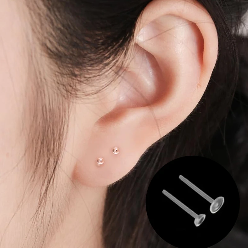 10/20/50/100PCS Plastic Stud Earring Anti Allergy Ear Protect From Ear Hole Blockage Transparent Earrings Jewelry Parts Decor