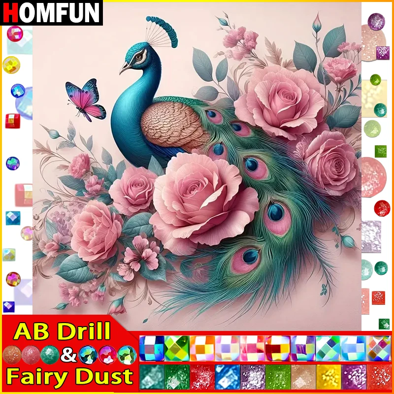 HOMFUN Fairy Dust AB Diamond Painting Cross Stitch Pattern 5D Diamond Embroidery 