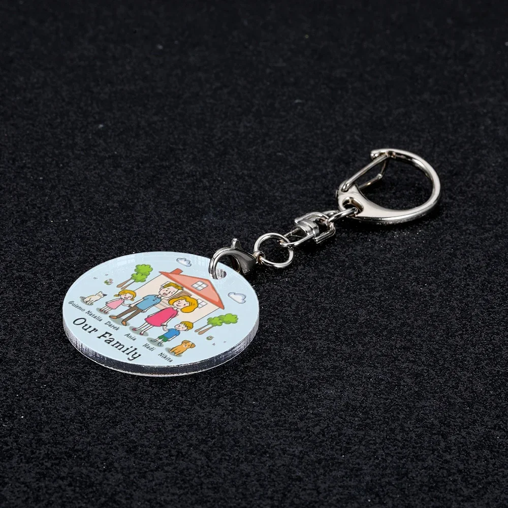 Cute Family Keychain Personalized Family Name Gifts For Parents Children Presents Engraved Families Member Gift Acrylic Keyrings