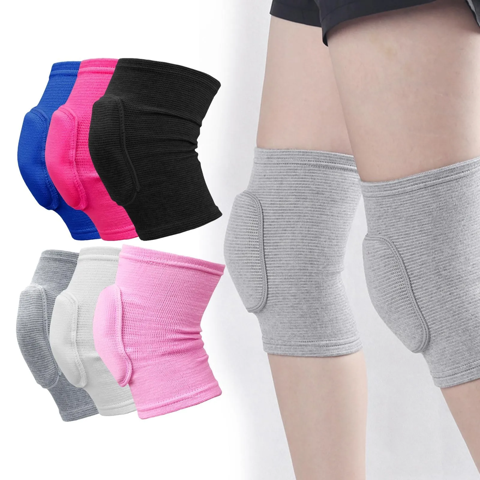 2 Stück Sport-Kompressions-Knieschützer, elastischer Knieschutz, verdickter Schwamm, Kniebandage, Unterstützung für Tanzen, Workout, Training – Detail 2