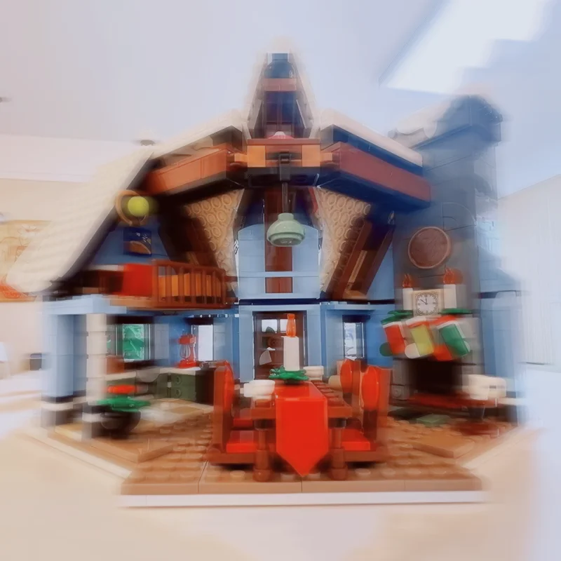 عيد الميلاد ديكور المنزل 705 قطعة سانتا زيارة البيت اللبنات نموذج الطوب قرية عرض الشتاء عرض الشارع اللعب هدية الكريسماس