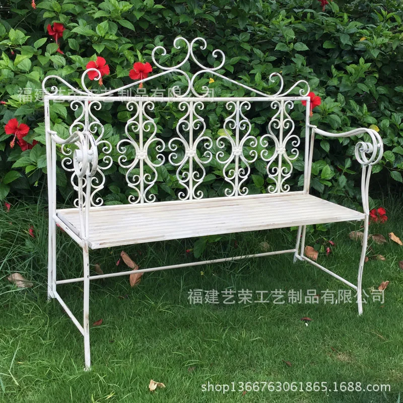

Винтажный американский стул из кованого железа, металлический двойной стул, пасторальный двор, скамейка для отдыха на открытом воздухе, балкон, спинка, рама стула
