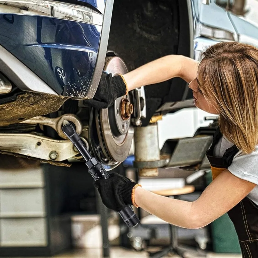 طقم مفاتيح ربط بسقاطة ممتدة 12 فولت 3/8 بوصة مع عزم دوران 60 قدم رطل وإضاءة LED وحقيبة قماش