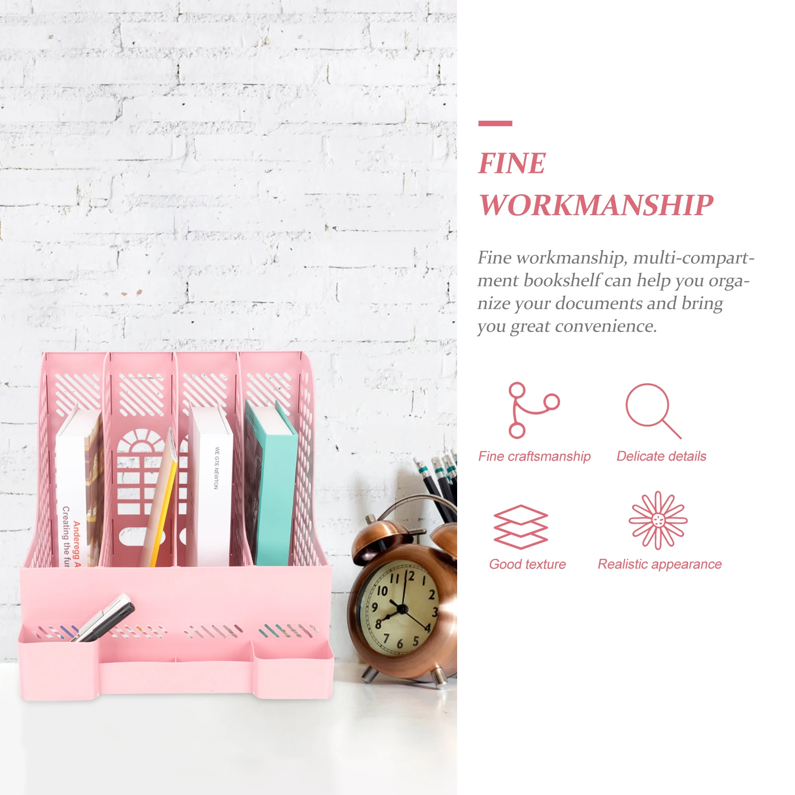 

High Capacity File ganizer Box Pink Multi function Study Office Household Plastic Storage Magazine Rack Document Tray Bookshelf
