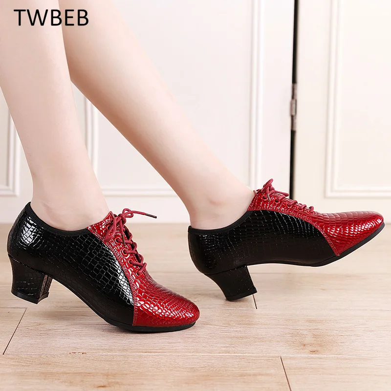 

Женские кроссовки для латиноамериканских танцев, многослойная обувь из воловьей кожи, с узором под камень, на мягкой резиновой подошве, Бальные Танцевальные джазовые туфли для женщин