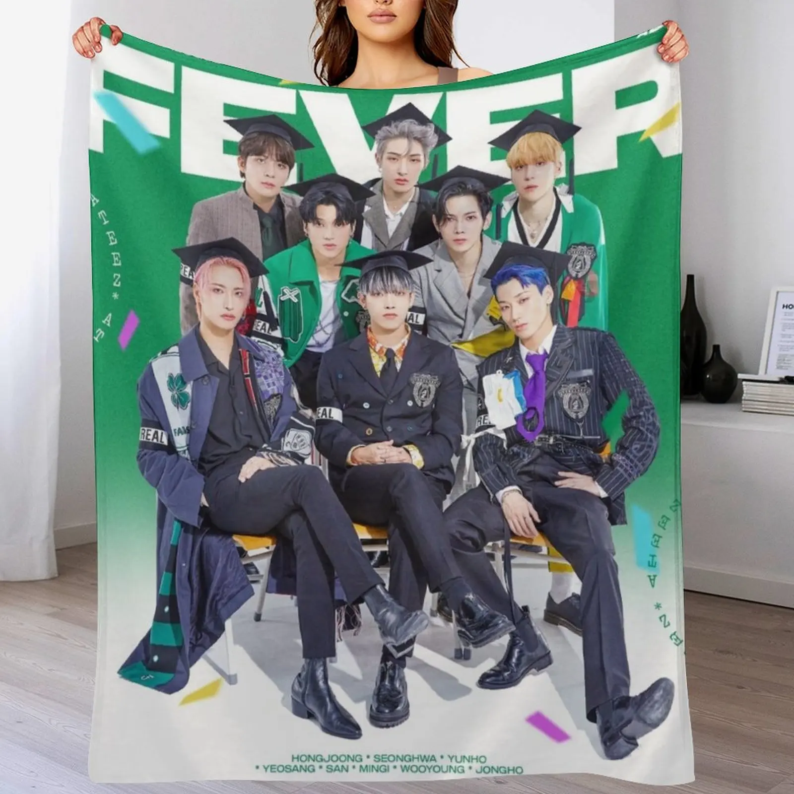 ATEEZ 'Heung' Throw Blanket Breathable Lightweight Blanket for Adults Kids